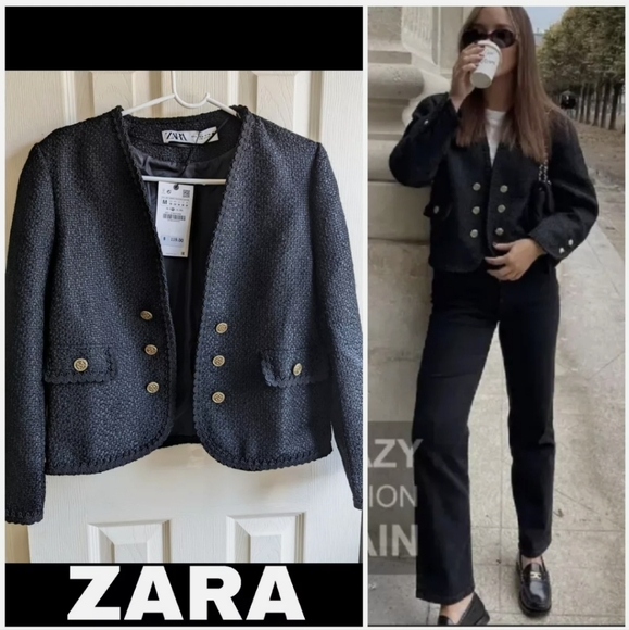 ZARA TEXTURED JACKET WITH BUTTONS SIZE M - Picture 3 of 10